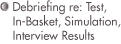 Debriefing re Test, In-Basket, Simulation, Interview Results